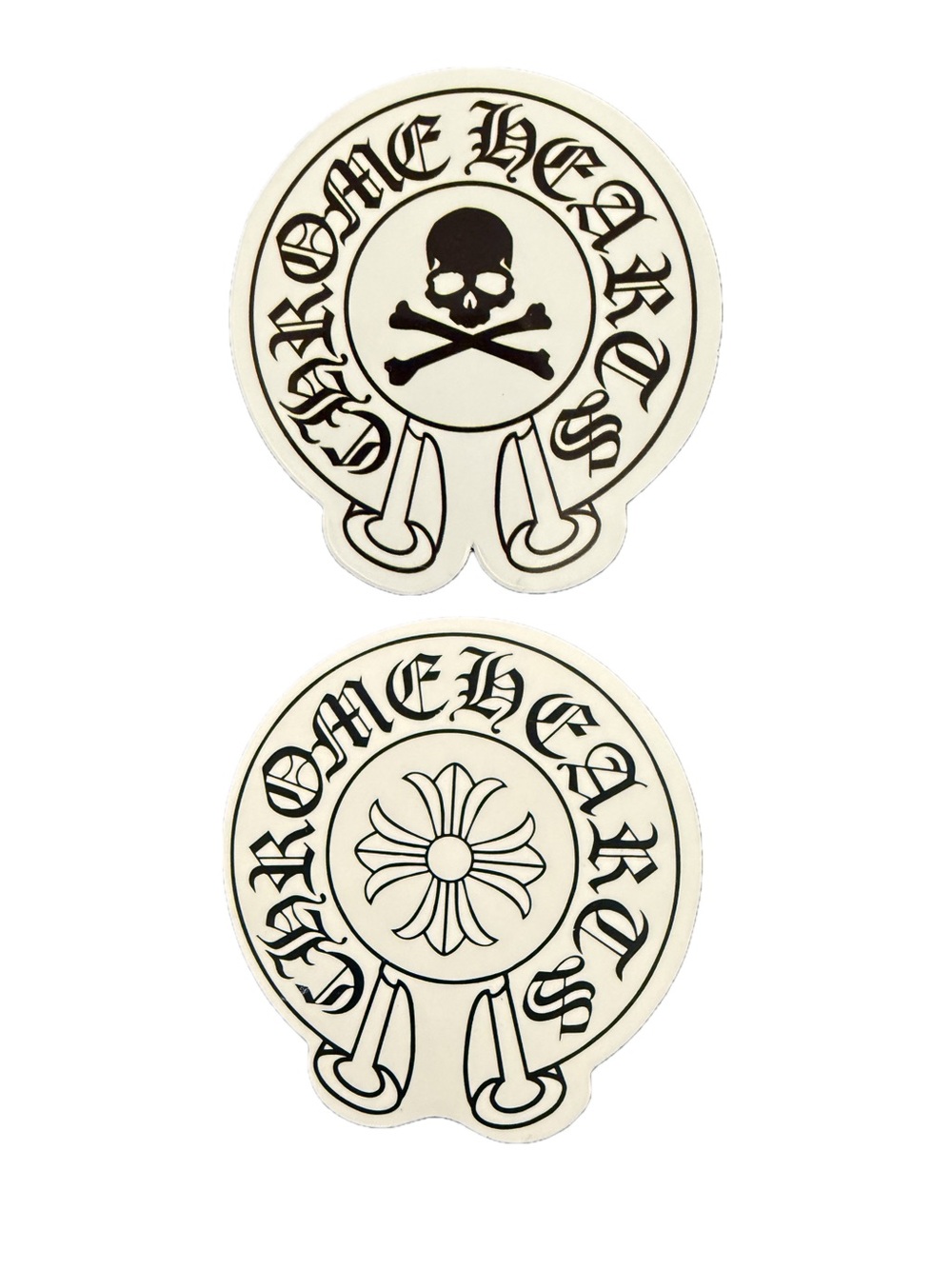 Chrome Hearts Style Skull Cross Floral Logo Sticker Lot Gothic Decals Set of 2